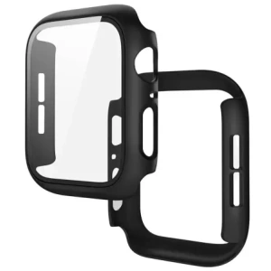 Etui ze szkłem do zegarka Bizon Case+Glass Watch do Apple Watch SE 3 / SE 2 / SE / 6 / 5 / 4 44mm matowe czarne
