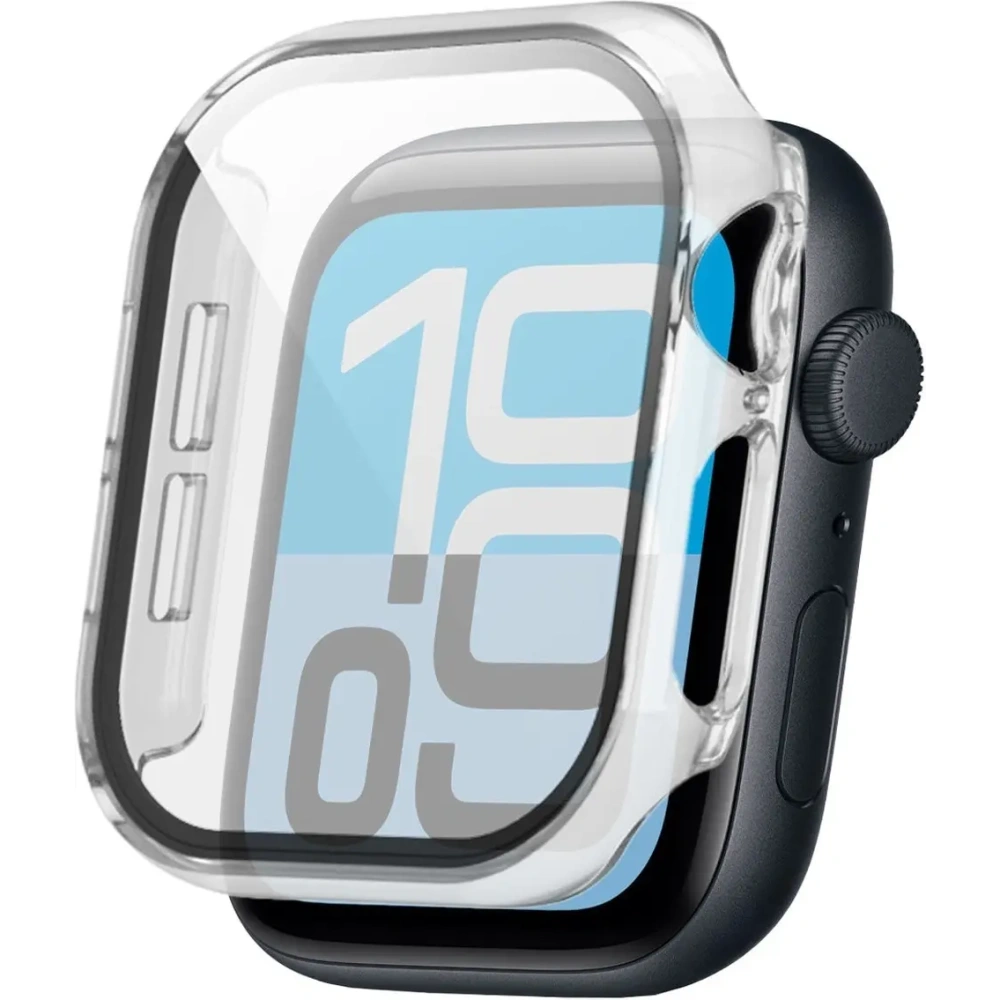 Etui ze szkłem do zegarka Bizon Case+Glass Watch do Apple Watch SE 3 / SE 2 / SE / 6 / 5 / 4 44mm przezroczyste