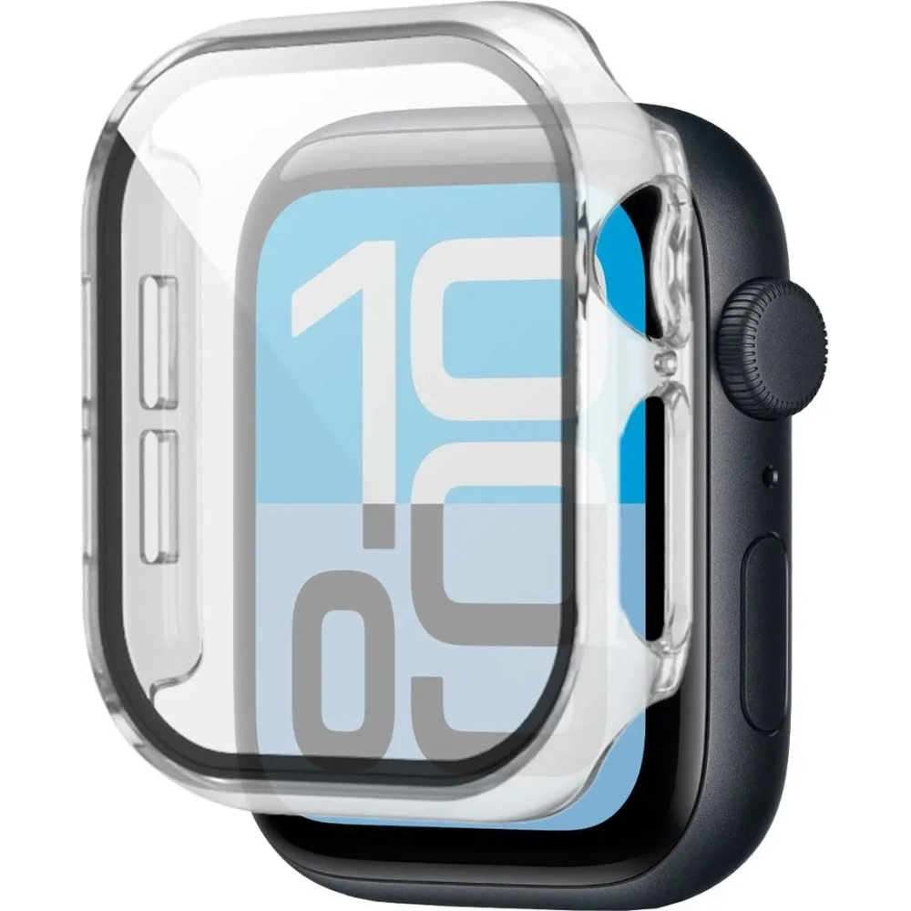 Etui ze szkłem do zegarka Bizon Case+Glass Watch do Apple Watch SE 3 / SE 2 / SE / 6 / 5 / 4 44mm przezroczyste