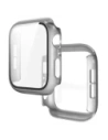 Etui ze szkłem do zegarka Bizon Case+Glass Watch do Apple Watch SE 3 / SE 2 / SE / 6 / 5 / 4 44mm matowe srebrne