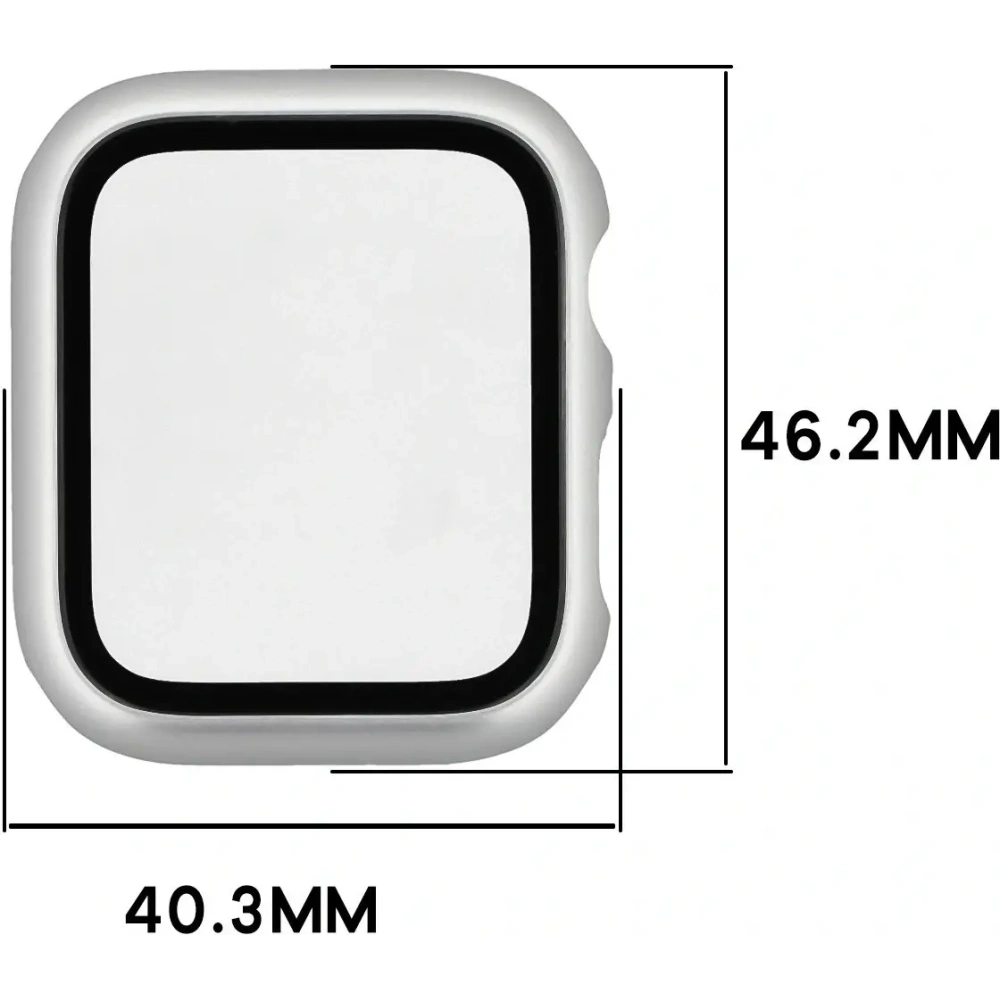 Etui ze szkłem do zegarka Bizon Case+Glass Watch do Apple Watch SE 3 / SE 2 / SE / 6 / 5 / 4 44mm matowe srebrne