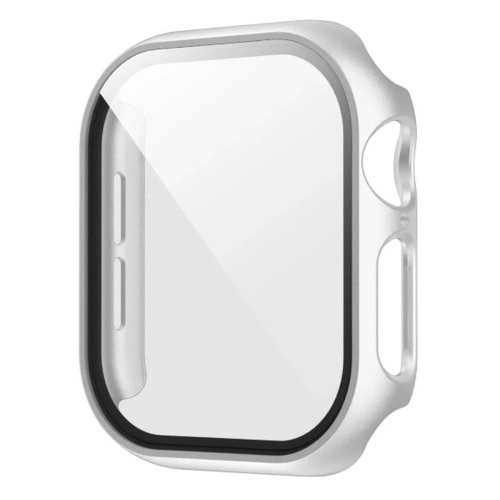 Etui ze szkłem do zegarka Bizon Case+Glass Watch do Apple Watch SE 3 / SE 2 / SE / 6 / 5 / 4 44mm matowe srebrne