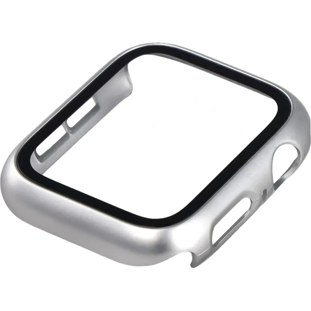 Etui ze szkłem do zegarka Bizon Case+Glass Watch do Apple Watch SE 3 / SE 2 / SE / 6 / 5 / 4 44mm matowe srebrne