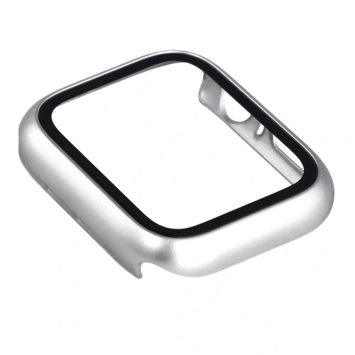 Etui ze szkłem do zegarka Bizon Case+Glass Watch do Apple Watch SE 3 / SE 2 / SE / 6 / 5 / 4 44mm matowe srebrne