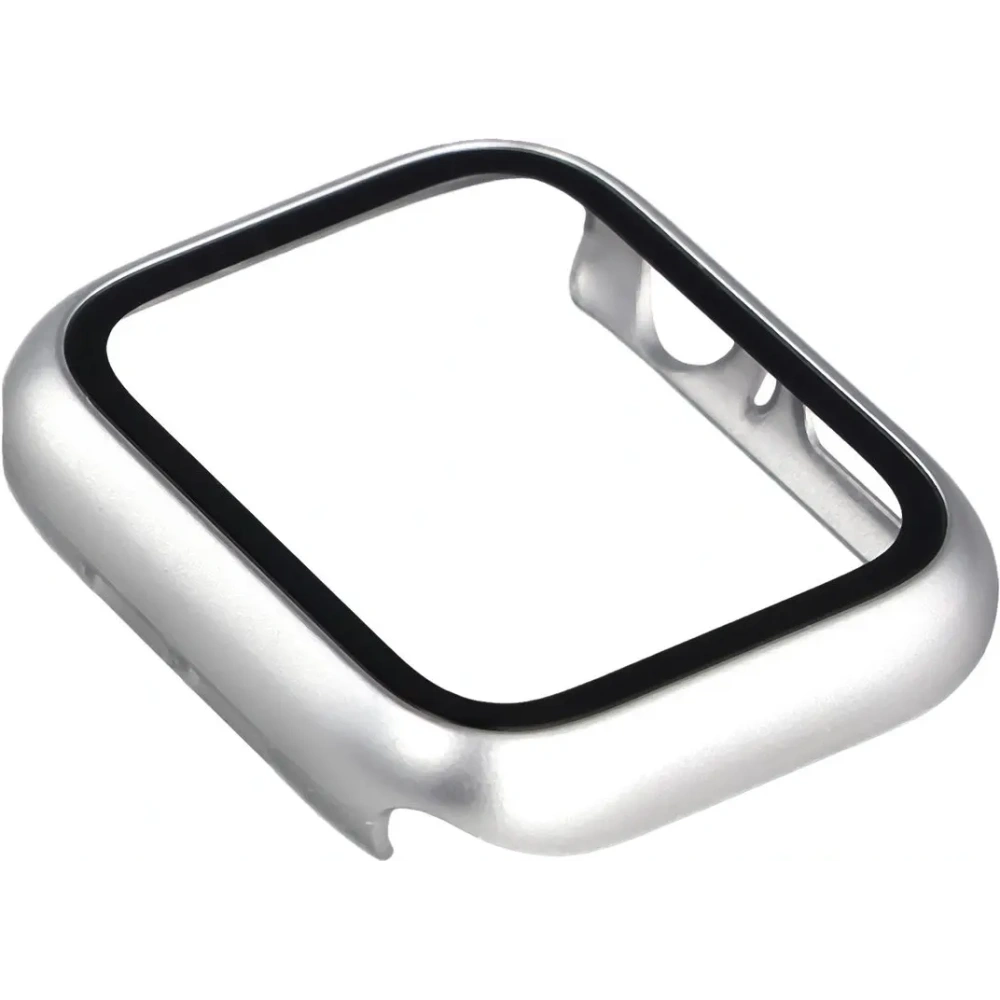Etui ze szkłem do zegarka Bizon Case+Glass Watch do Apple Watch SE 3 / SE 2 / SE / 6 / 5 / 4 44mm matowe srebrne