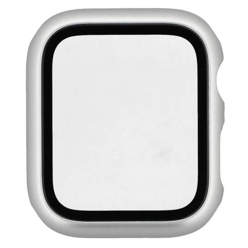 Etui ze szkłem do zegarka Bizon Case+Glass Watch do Apple Watch SE 3 / SE 2 / SE / 6 / 5 / 4 44mm matowe srebrne