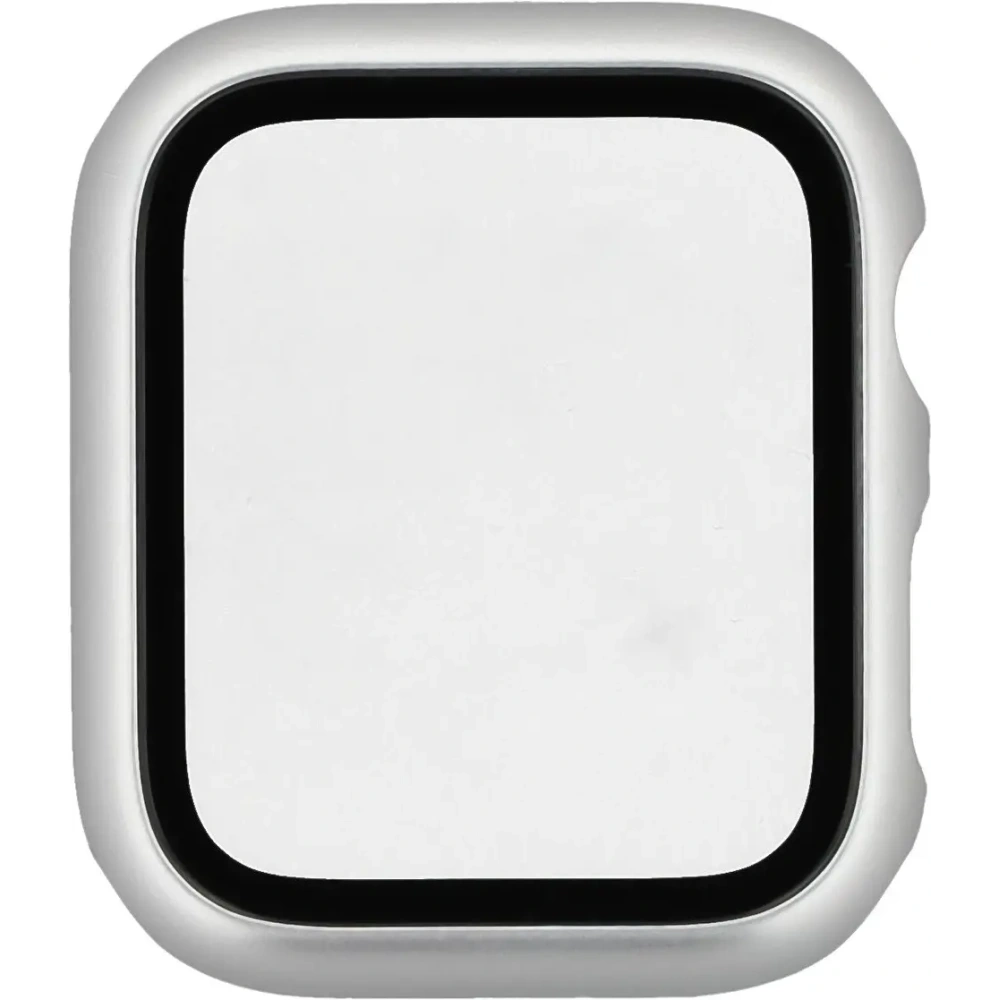 Etui ze szkłem do zegarka Bizon Case+Glass Watch do Apple Watch SE 3 / SE 2 / SE / 6 / 5 / 4 44mm matowe srebrne
