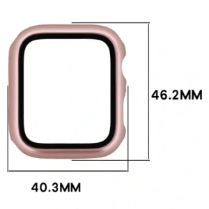 Etui ze szkłem do zegarka Bizon Case+Glass Watch do Apple Watch SE 3 / SE 2 / SE / 6 / 5 / 4 44mm różowozłote