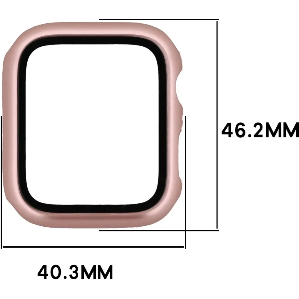Etui ze szkłem do zegarka Bizon Case+Glass Watch do Apple Watch SE 3 / SE 2 / SE / 6 / 5 / 4 44mm różowozłote