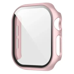 Etui ze szkłem do zegarka Bizon Case+Glass Watch do Apple Watch SE 3 / SE 2 / SE / 6 / 5 / 4 44mm różowozłote