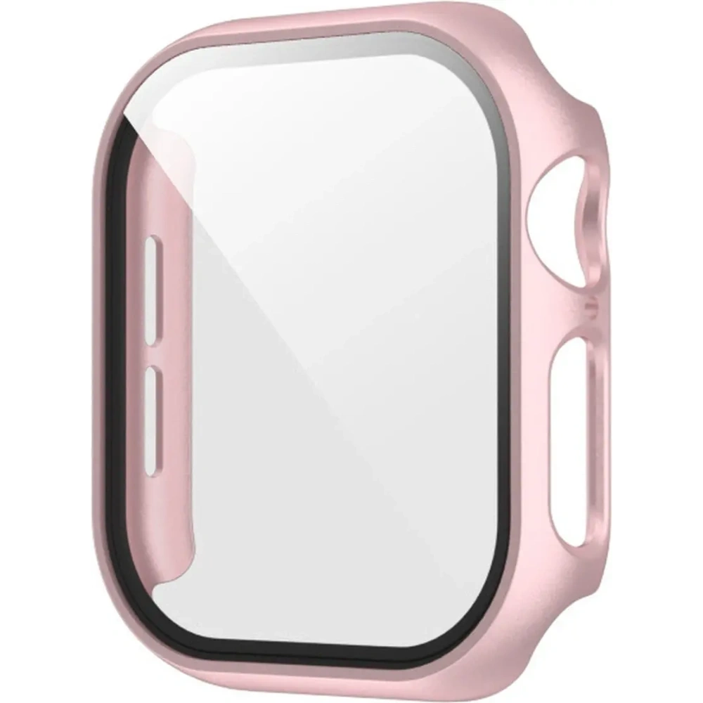 Etui ze szkłem do zegarka Bizon Case+Glass Watch do Apple Watch SE 3 / SE 2 / SE / 6 / 5 / 4 44mm różowozłote