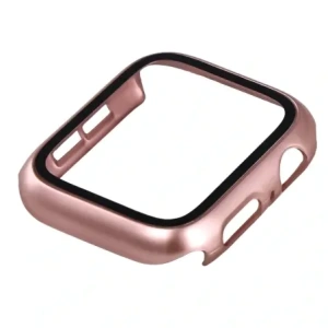 Etui ze szkłem do zegarka Bizon Case+Glass Watch do Apple Watch SE 3 / SE 2 / SE / 6 / 5 / 4 44mm różowozłote