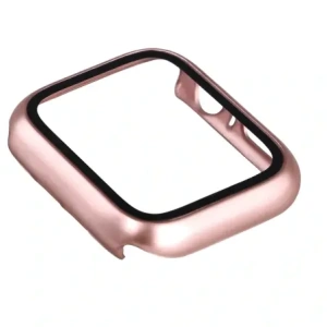 Etui ze szkłem do zegarka Bizon Case+Glass Watch do Apple Watch SE 3 / SE 2 / SE / 6 / 5 / 4 44mm różowozłote