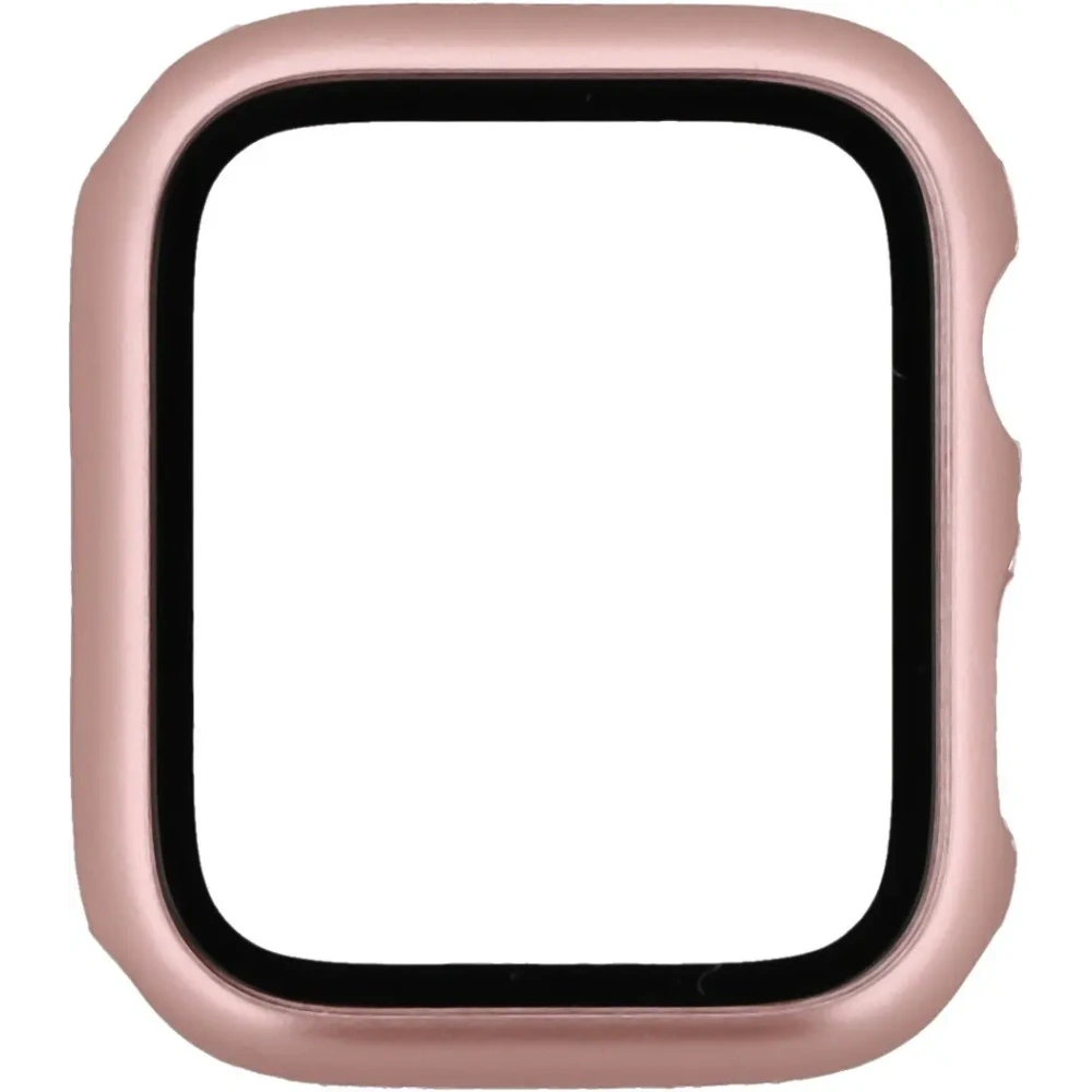 Etui ze szkłem do zegarka Bizon Case+Glass Watch do Apple Watch SE 3 / SE 2 / SE / 6 / 5 / 4 44mm różowozłote