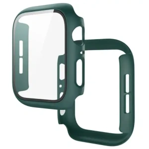 Etui ze szkłem do zegarka Bizon Case+Glass Watch do Apple Watch SE 3 / SE 2 / SE / 6 / 5 / 4 44mm matowe ciemnozielone