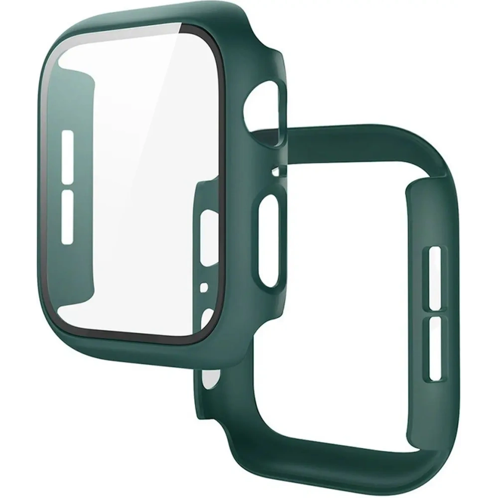 Etui ze szkłem do zegarka Bizon Case+Glass Watch do Apple Watch SE 3 / SE 2 / SE / 6 / 5 / 4 44mm matowe ciemnozielone