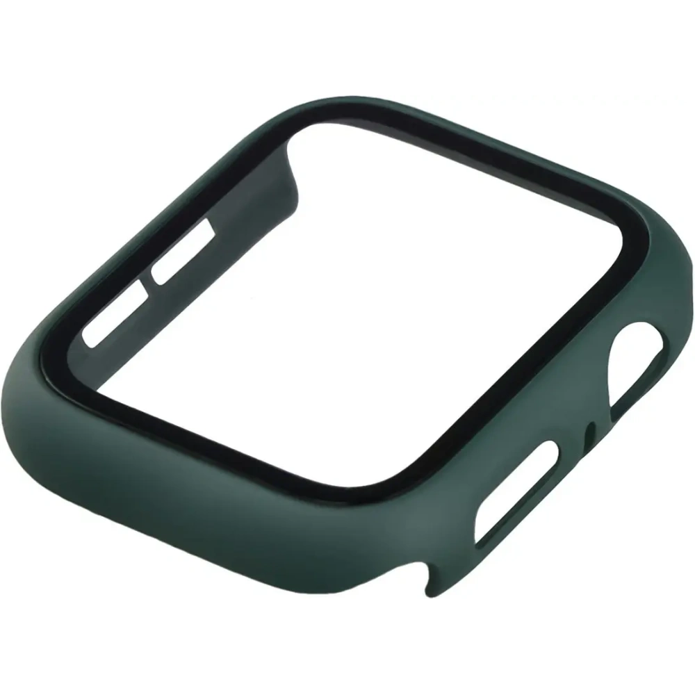Etui ze szkłem do zegarka Bizon Case+Glass Watch do Apple Watch SE 3 / SE 2 / SE / 6 / 5 / 4 44mm matowe ciemnozielone
