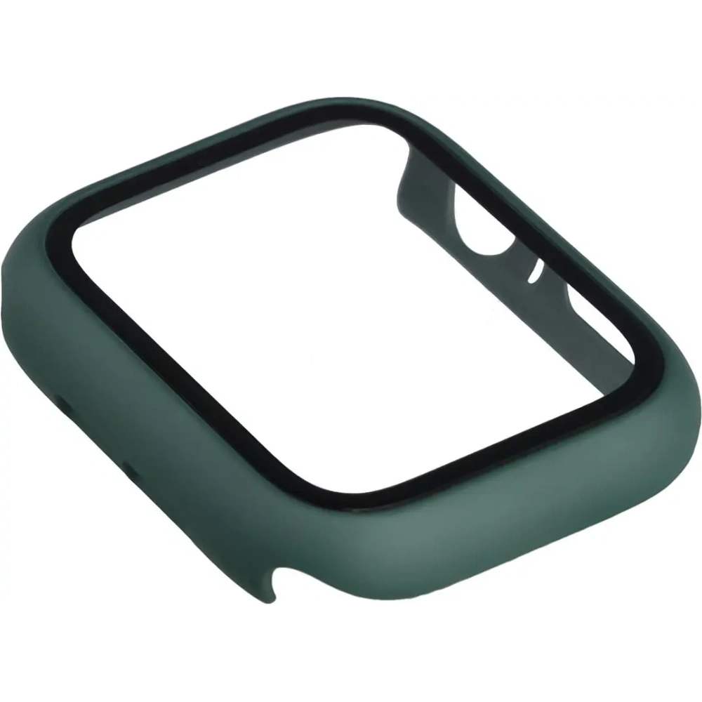Etui ze szkłem do zegarka Bizon Case+Glass Watch do Apple Watch SE 3 / SE 2 / SE / 6 / 5 / 4 44mm matowe ciemnozielone
