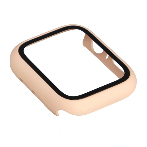 Etui ze szkłem do zegarka Bizon Case+Glass Watch do Apple Watch SE 3 / SE 2 / SE / 6 / 5 / 4 44mm matowe różowe