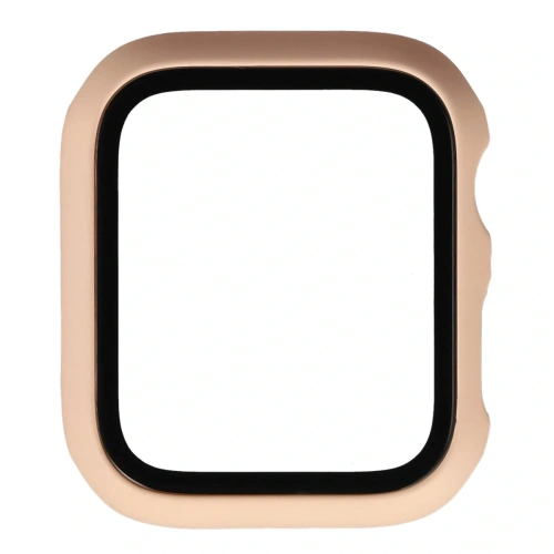 Etui ze szkłem do zegarka Bizon Case+Glass Watch do Apple Watch SE 3 / SE 2 / SE / 6 / 5 / 4 44mm matowe różowe