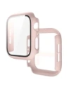 Etui ze szkłem do zegarka Bizon Case+Glass Watch do Apple Watch SE 3 / SE 2 / SE / 6 / 5 / 4 40mm matowe różowe