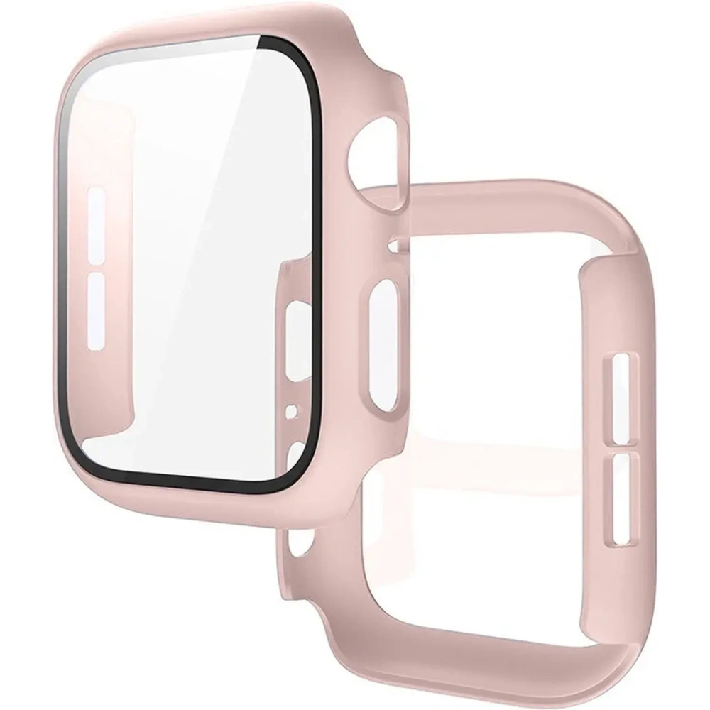 Etui ze szkłem do zegarka Bizon Case+Glass Watch do Apple Watch SE 3 / SE 2 / SE / 6 / 5 / 4 40mm matowe różowe