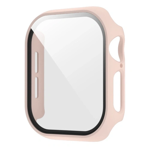 Etui ze szkłem do zegarka Bizon Case+Glass Watch do Apple Watch SE 3 / SE 2 / SE / 6 / 5 / 4 40mm matowe różowe