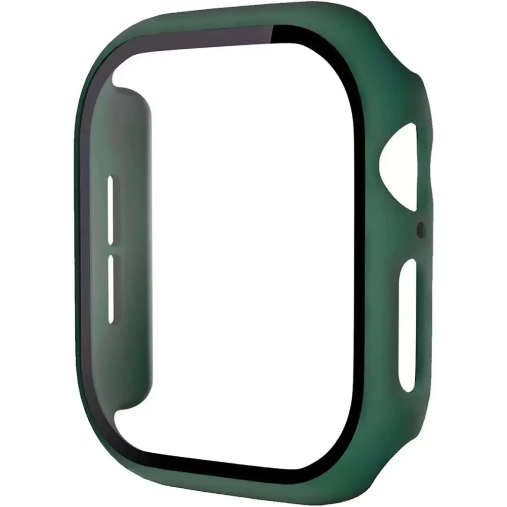 Etui ze szkłem do zegarka Bizon Case+Glass Watch do Apple Watch SE 3 / SE 2 / SE / 6 / 5 / 4 40mm matowe ciemnozielone