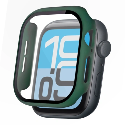 Etui ze szkłem do zegarka Bizon Case+Glass Watch do Apple Watch SE 3 / SE 2 / SE / 6 / 5 / 4 40mm matowe ciemnozielone