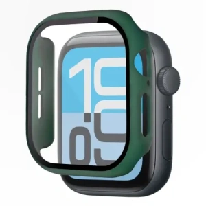 Etui ze szkłem do zegarka Bizon Case+Glass Watch do Apple Watch SE 3 / SE 2 / SE / 6 / 5 / 4 40mm matowe ciemnozielone
