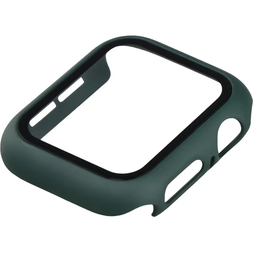 Etui ze szkłem do zegarka Bizon Case+Glass Watch do Apple Watch SE 3 / SE 2 / SE / 6 / 5 / 4 40mm matowe ciemnozielone