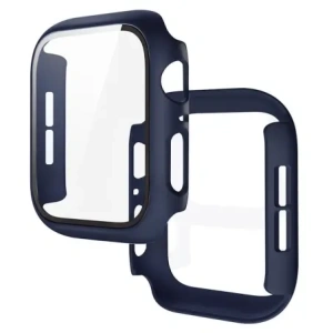 Etui ze szkłem do zegarka Bizon Case+Glass Watch do Apple Watch SE 3 / SE 2 / SE / 6 / 5 / 4 40mm matowe granatowe