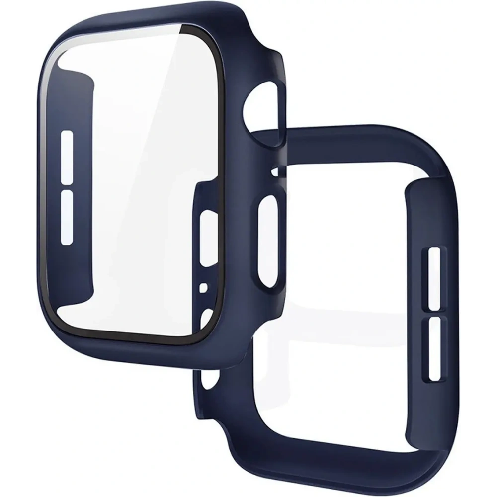 Etui ze szkłem do zegarka Bizon Case+Glass Watch do Apple Watch SE 3 / SE 2 / SE / 6 / 5 / 4 40mm matowe granatowe
