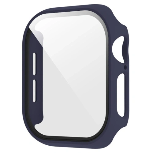 Etui ze szkłem do zegarka Bizon Case+Glass Watch do Apple Watch SE 3 / SE 2 / SE / 6 / 5 / 4 40mm matowe granatowe