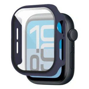 Etui ze szkłem do zegarka Bizon Case+Glass Watch do Apple Watch SE 3 / SE 2 / SE / 6 / 5 / 4 40mm matowe granatowe