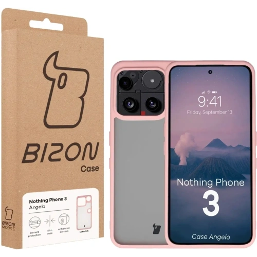 Etui Bizon Case Angelo do Nothing Phone (3) półprzezroczyste z jasnoróżową ramką