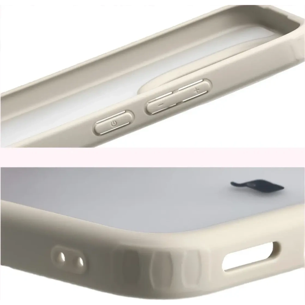 Etui Bizon Case Angelo do Xiaomi 15T półprzezroczyste z beżową ramką