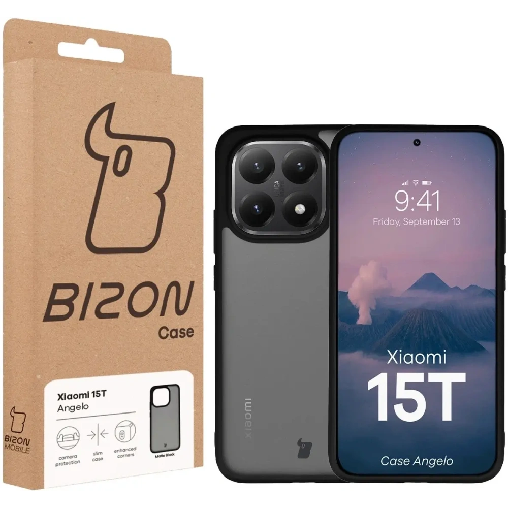 Etui Bizon Case Angelo do Xiaomi 15T przydymione z czarną ramką