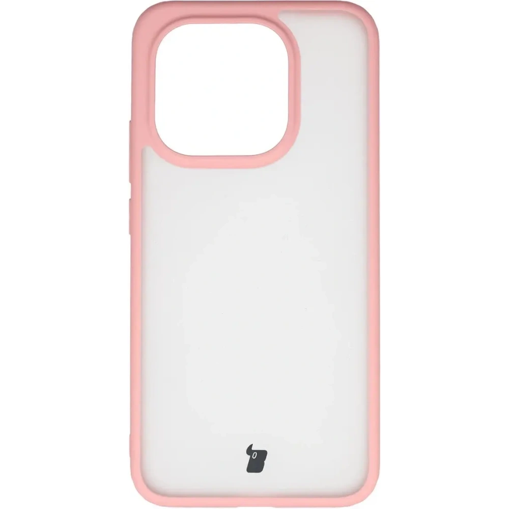 Etui Bizon Case Angelo do Xiaomi 15T półprzezroczyste z jasnoróżową ramką