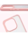 Etui Bizon Case Angelo do Xiaomi 15T półprzezroczyste z jasnoróżową ramką