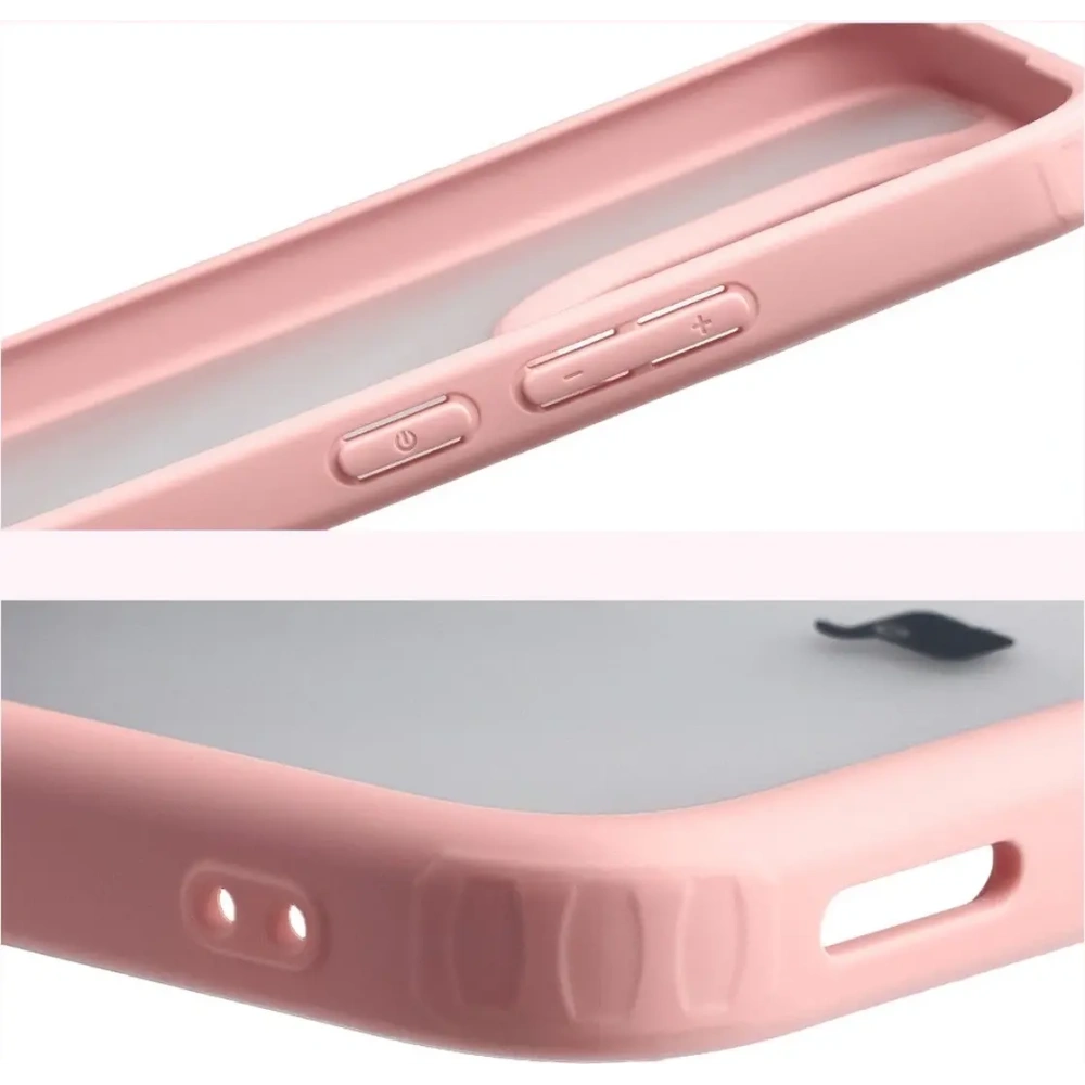 Etui Bizon Case Angelo do Xiaomi 15T półprzezroczyste z jasnoróżową ramką