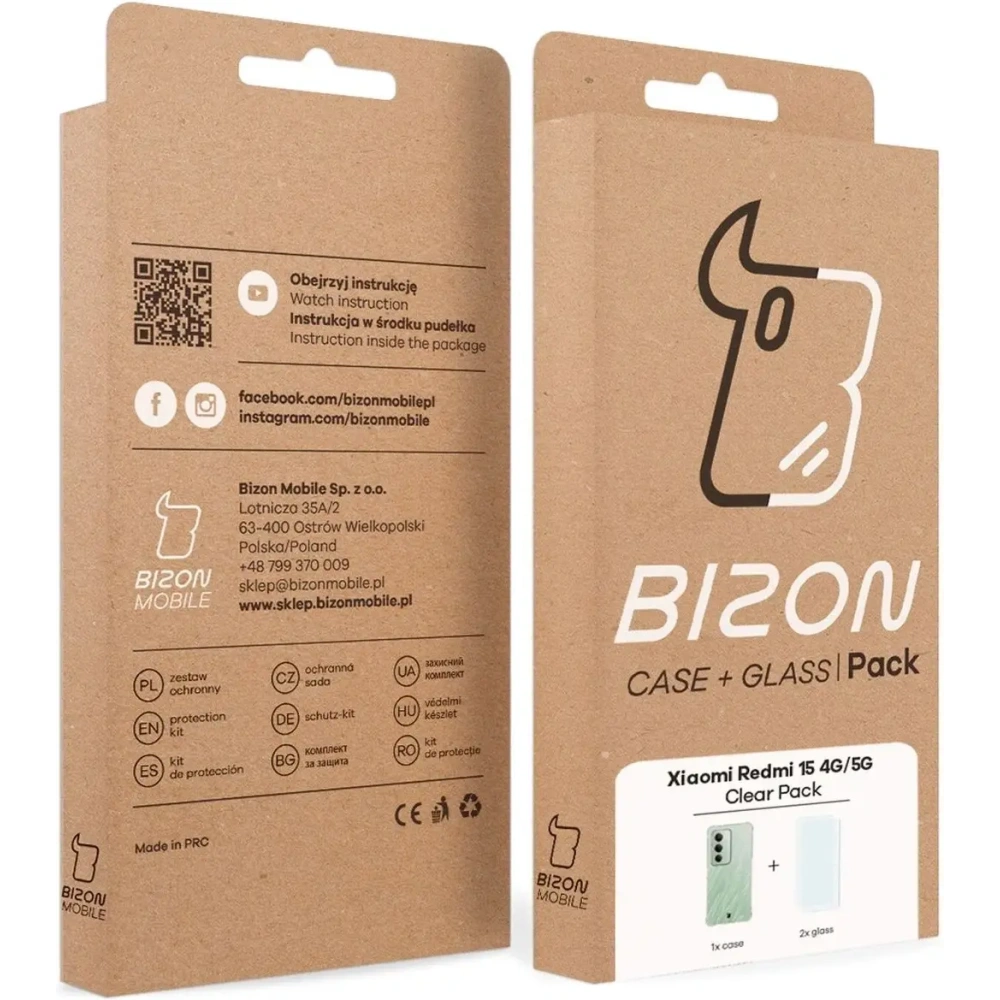Elastyczne etui + 2x szkło hartowane Bizon Case Clear Pack do Xiaomi Redmi 15 4G / 5G