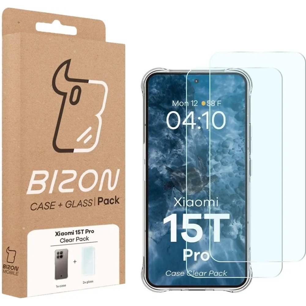 Elastyczne etui + 2x szkło hartowane Bizon Case Clear Pack do Xiaomi 15T Pro