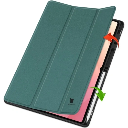 Etui z klapką Bizon Case Tab Lizard do Samsung Galaxy Tab S11 Ultra ciemnozielone