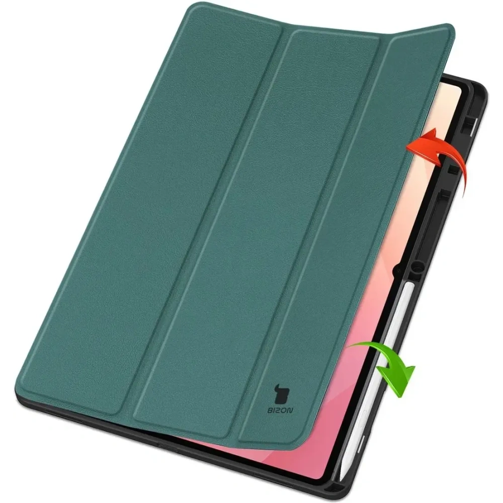 Etui z klapką Bizon Case Tab Lizard do Samsung Galaxy Tab S11 Ultra ciemnozielone