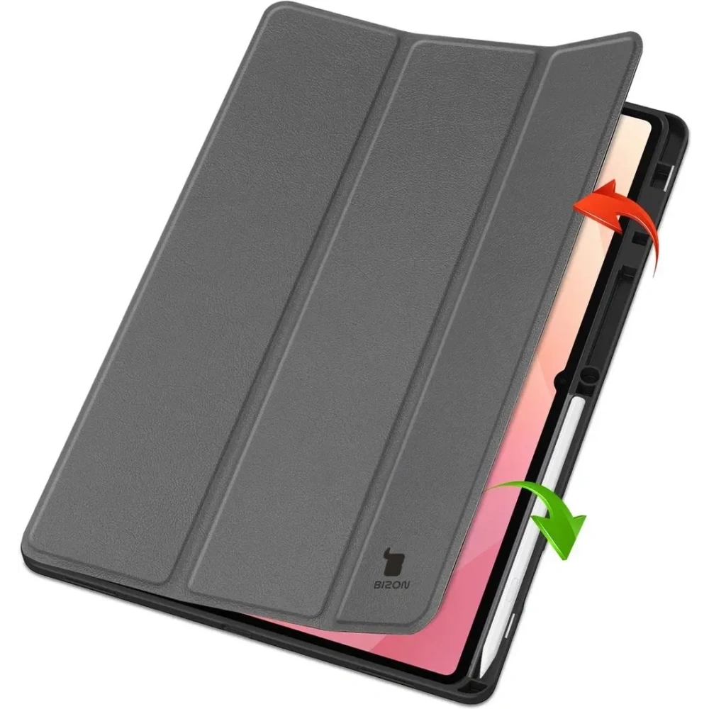 Etui z klapką Bizon Case Tab Lizard do Samsung Galaxy Tab S11 Ultra szare