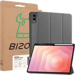Etui z klapką Bizon Case Tab Lizard do Samsung Galaxy Tab S11 Ultra szare