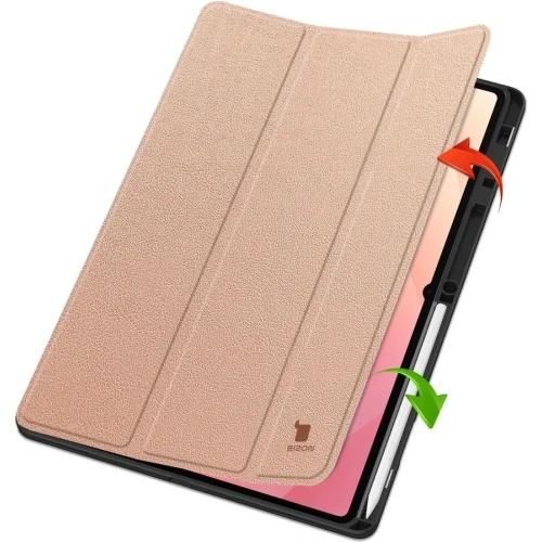 Etui z klapką Bizon Case Tab Lizard do Samsung Galaxy Tab S11 Ultra różowozłote