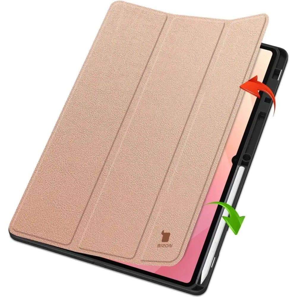 Etui z klapką Bizon Case Tab Lizard do Samsung Galaxy Tab S11 Ultra różowozłote