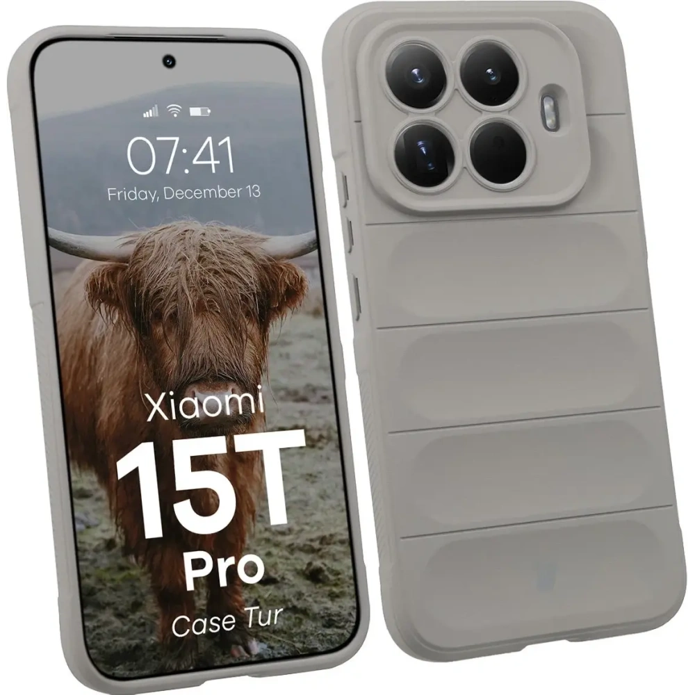 Pancerne etui Bizon Case Tur do Xiaomi 15T Pro jasnoszare